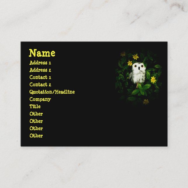 Uggla Namecard för stjärnor för glimtglimt lite Visitkort (Framsida)