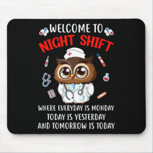 Uggla Nattskift Funny Nurse Nursing Rn Lpn Cna för Musmatta