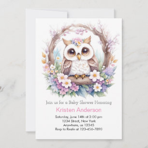 Uggla Nest of Joy: Girl Baby Shower Inbjudningar