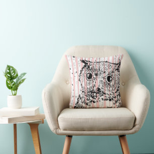Uggla och Birch Rosa Träd Pillow Kudde