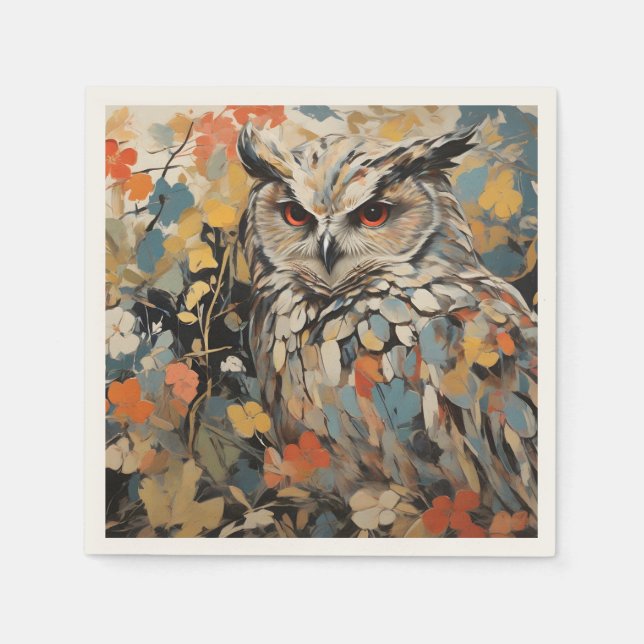 Uggla och blommor i Vår Pappersservett (Framsidan)