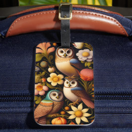 Uggla och blommor | Modern Haeckel Bagagebricka