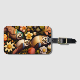 Uggla och blommor | Modern Haeckel Bagagebricka