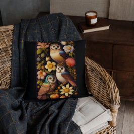 Uggla och blommor | Modern Haeckel Kudde