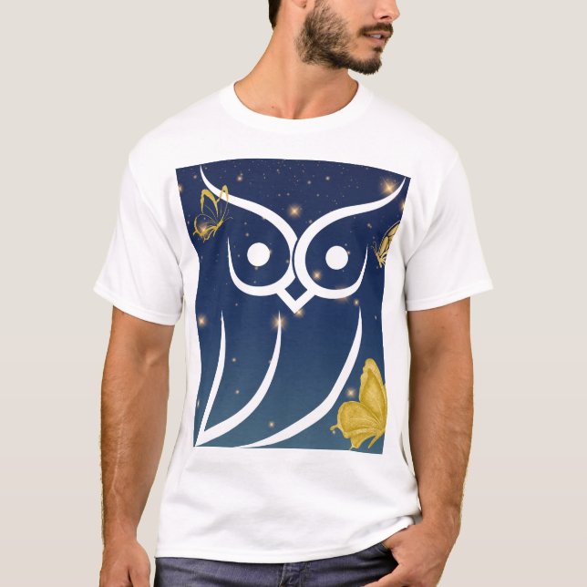 Uggla och Butterflies T Shirt (Framsida)