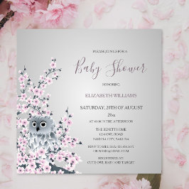 Uggla och Cherry Blommars Baby Shower Inbjudningar