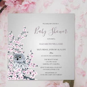 Uggla och Cherry Blommars Baby Shower Inbjudningar