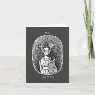 Uggla och Dam Horror Goth Art Birthday Kort