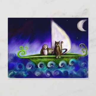 uggla och den pulssycat-moderna vibranta illustrat vykort