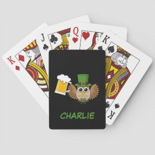 Uggla och drunkningsöl St patrick's day Anpassa Casinokort