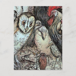 "Uggla och fåglar" av Arthur Rackham Vykort