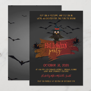 Uggla och Fladdermöss Halloween fest Inbjudningar