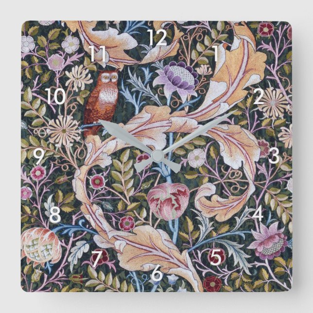 Uggla och Flowers, William Morris Fyrkantig Klocka (Framsida)