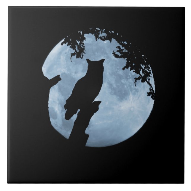 Uggla och Full Moon  Kakelplatta (Framsidan)