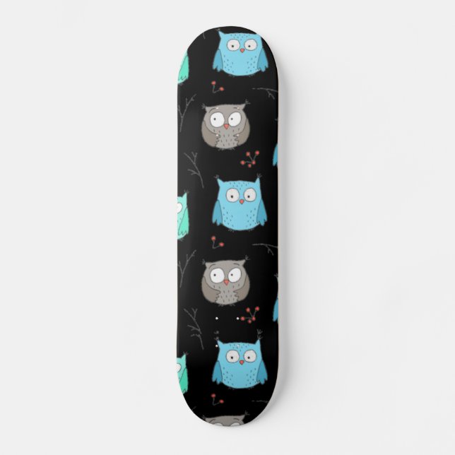 Uggla och Grenar Mönster Mini Skateboard Bräda 18,5 Cm (Framsida)
