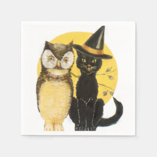 Uggla och katt Halloween Pappersservett