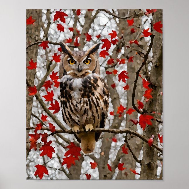 Uggla och lönnlöv poster (Framsidan)