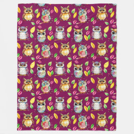 Uggla och Löv Watercolor Fleecefilt