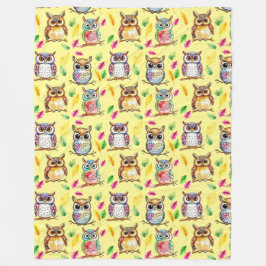 Uggla och Löv Watercolor Fleecefilt