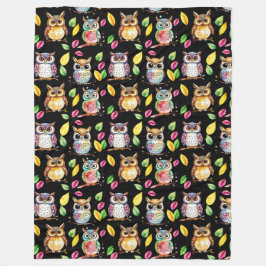 Uggla och Löv Watercolor Fleecefilt