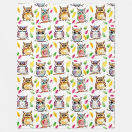 Uggla och Löv Watercolor Fleecefilt