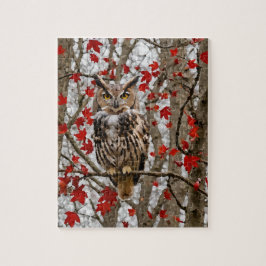 Uggla och Maple Löv Pussel