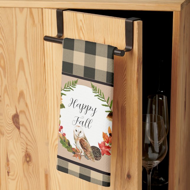 Uggla och naturen med anpassade kökshandduk (Thirds Fold)