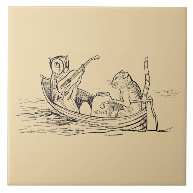 Uggla och Pussycat (av Edward Lear) Kakelplatta (Framsidan)