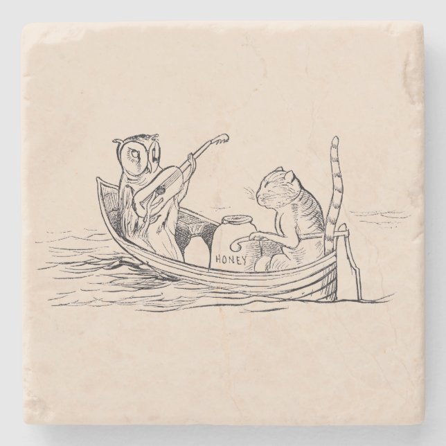 Uggla och Pussycat (av Edward Lear) Stenunderlägg (Framsidan)