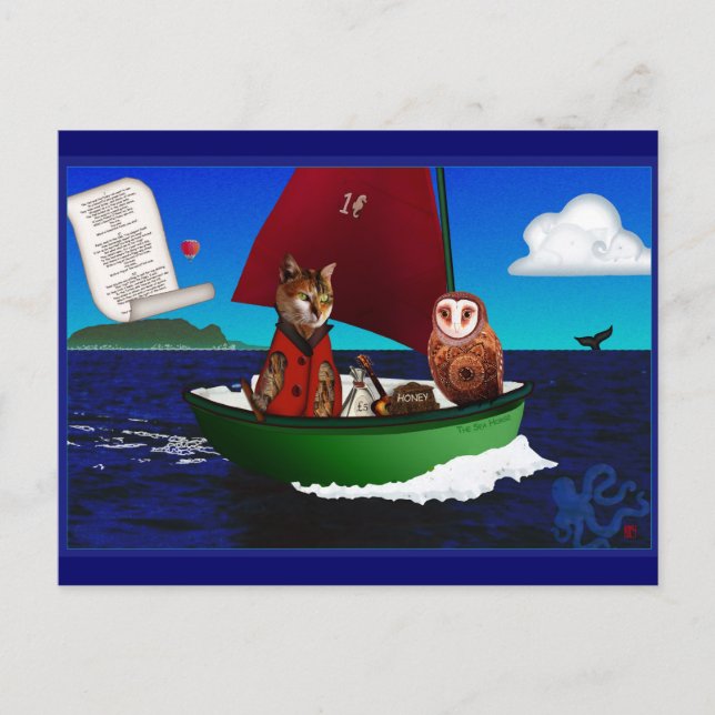 Uggla och Pussycat-vykort Vykort (Framsida)