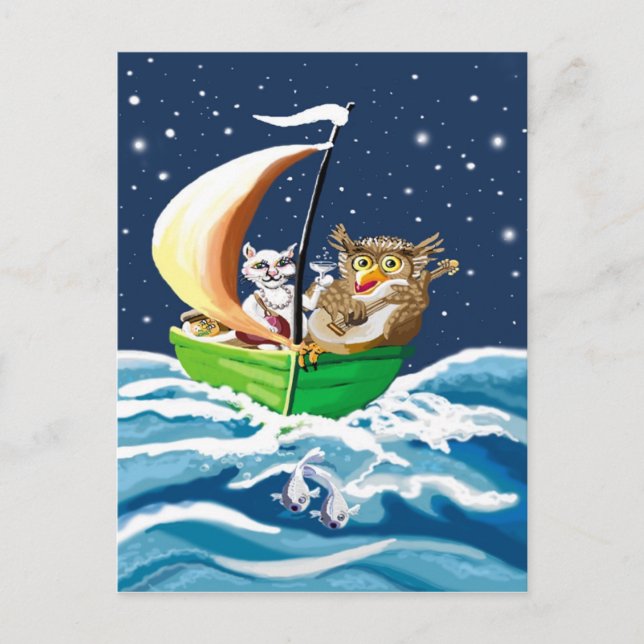 uggla och pusycat vykort (Framsida)