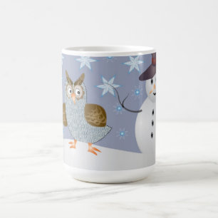 Uggla och snögubben kaffemugg