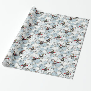 Uggla- och snömönster presentpapper