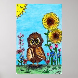 Uggla och solrosor poster