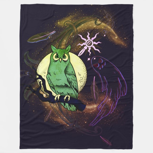 Uggla och spöke fleecefilt (Framsidan)