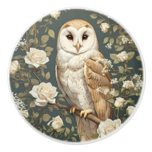 Uggla och vita rosor William Morris-inspirerad Knopp