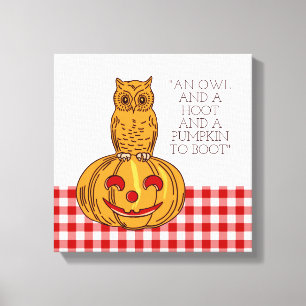 Uggla om Kanvastrycket Pumpkin Gingham Mönster Canvastryck
