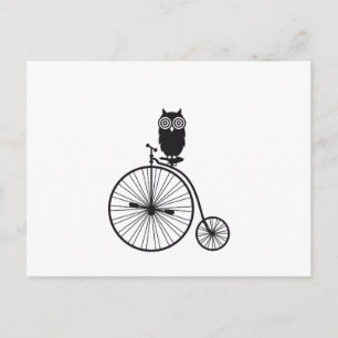 uggla på den gamla vintagens cykel vykort