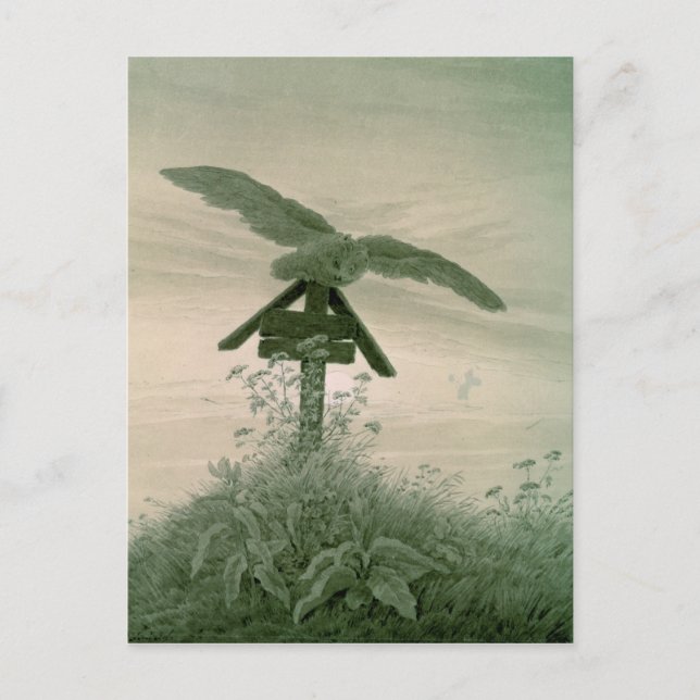 Uggla på en grav, 1836-7 vykort (Framsida)