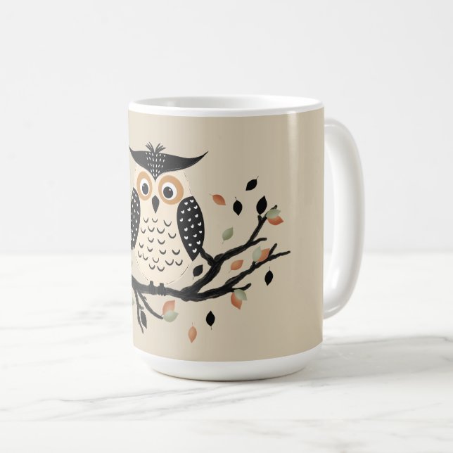 Uggla på en gren kaffemugg (Framsida höger)