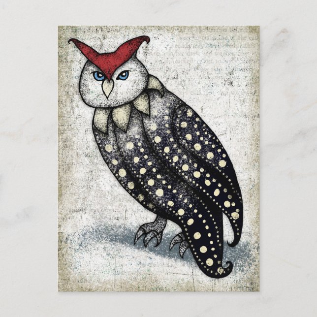 Uggla på examenskort vykort (Framsida)