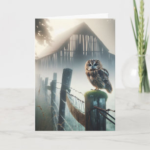 Uggla på gamla staket på födelsedagen kort