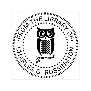 Uggla på grenbiblioteksbok namn #2 självfärgande stämpel