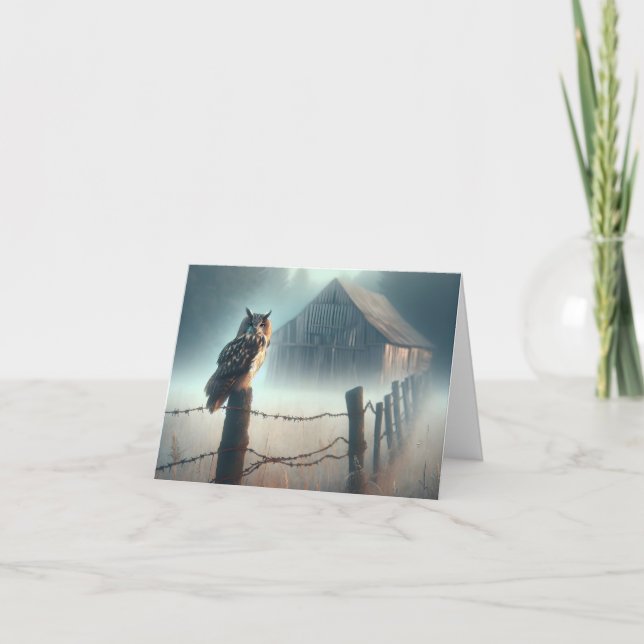 Uggla på Land-stängslet efter Kort (Framsida)