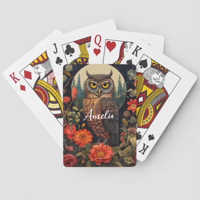 Uggla på natten med fullmåne casinokort (Baksidan)