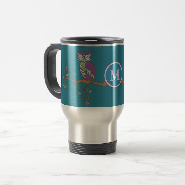 Uggla på nattillustrationmonogramen resemugg (Framsida vänster)