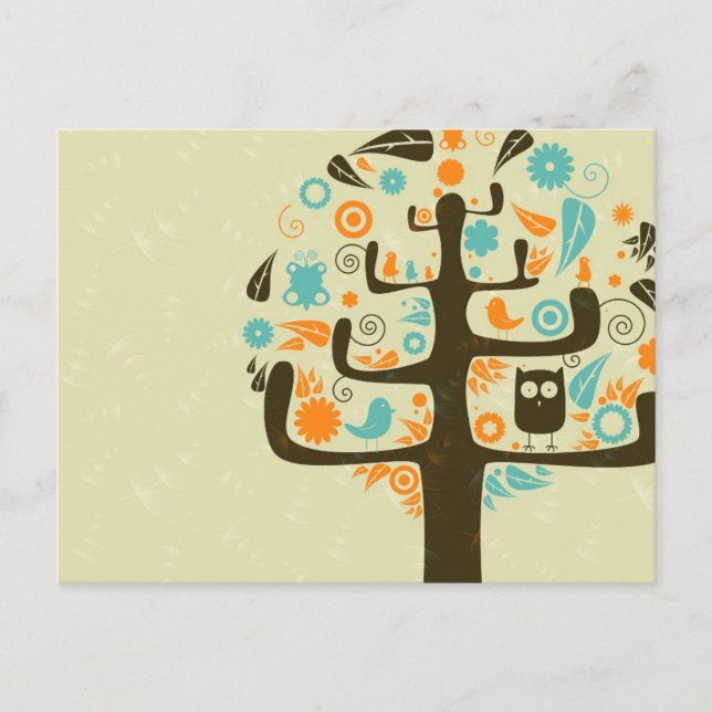 Uggla på Träd Limb Vykort (Framsida)