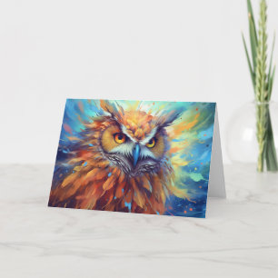 Uggla Painting Abstrakt Art Colorful Watercolor Kort