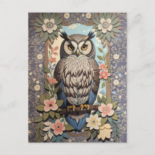 Uggla Pastel Blommigt William Morris Inspired Vykort