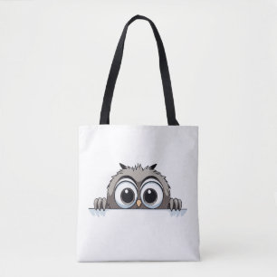 Uggla Peeking Cute Adsible Tecknad Animal Art Tygkasse